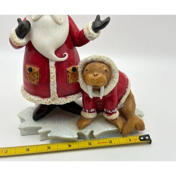 Vintage Debbie Mumm Santa Claus & Walrus Christmas Figurine on Iceberg - Picture 9 of 11